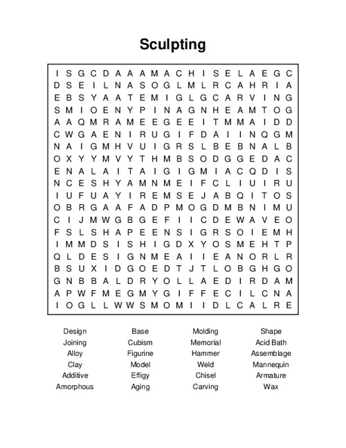 Sculpting Word Search Puzzle