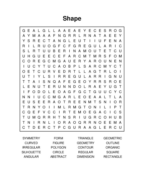 Shape Word Search Puzzle