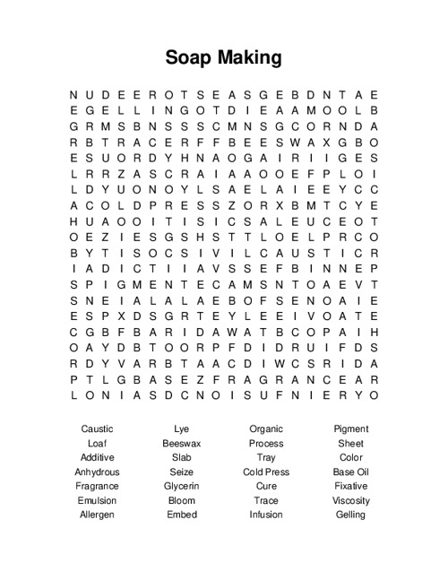 Soap Making Word Search Puzzle