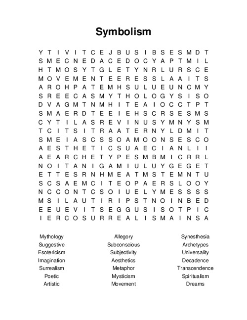 Symbolism Word Search Puzzle