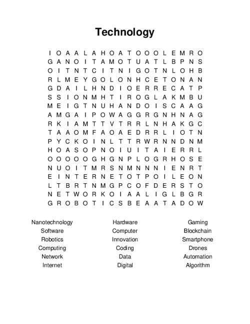 Technology Word Search Puzzle