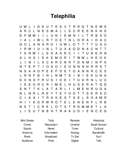 Telephilia Word Search Puzzle