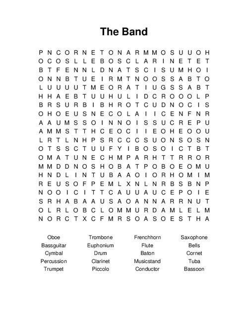 The Band Word Search Puzzle