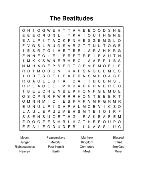 The Beatitudes Word Search