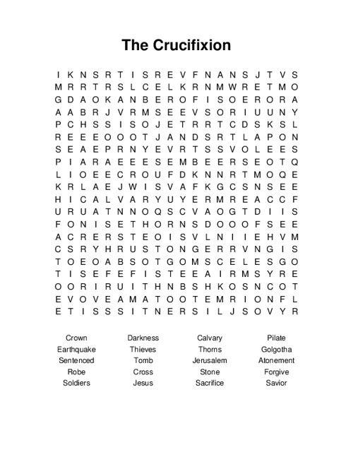 The Crucifixion Word Search Puzzle