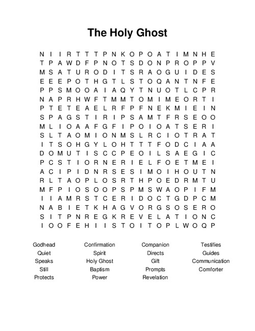 The Holy Ghost Word Search Puzzle