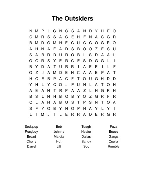 The Outsiders Word Search Puzzle