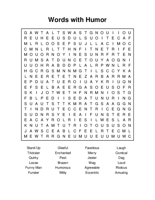 Words with Humor Word Search Puzzle