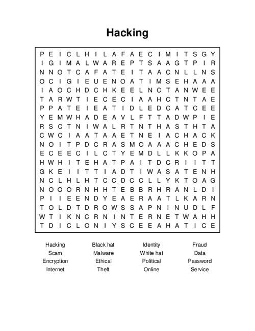 Hacking Word Search Puzzle
