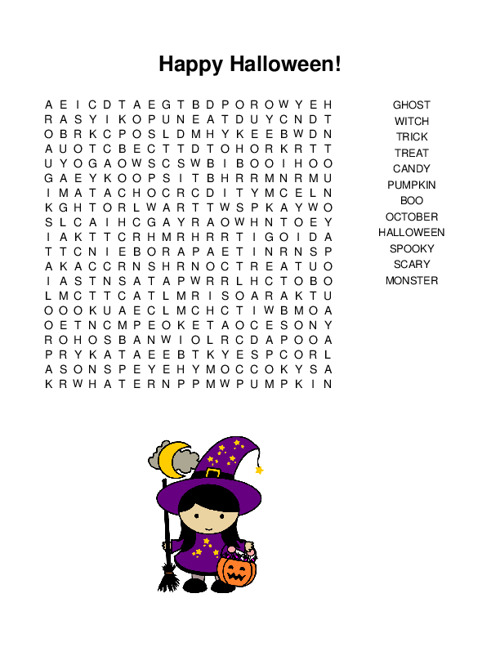 Happy Halloween! Word Search Puzzle