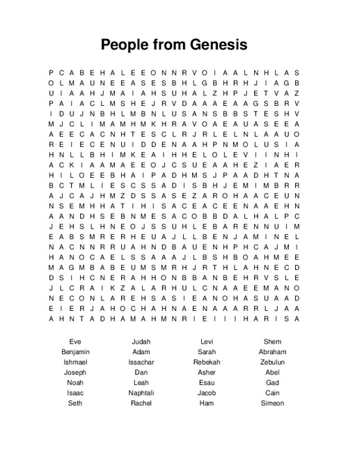 People from Genesis Word Search Puzzle