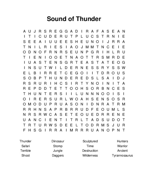 Sound of Thunder Word Search Puzzle