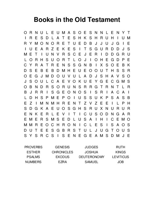 Books in the Old Testament Word Search Puzzle