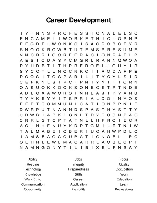 Career Development Word Search Puzzle