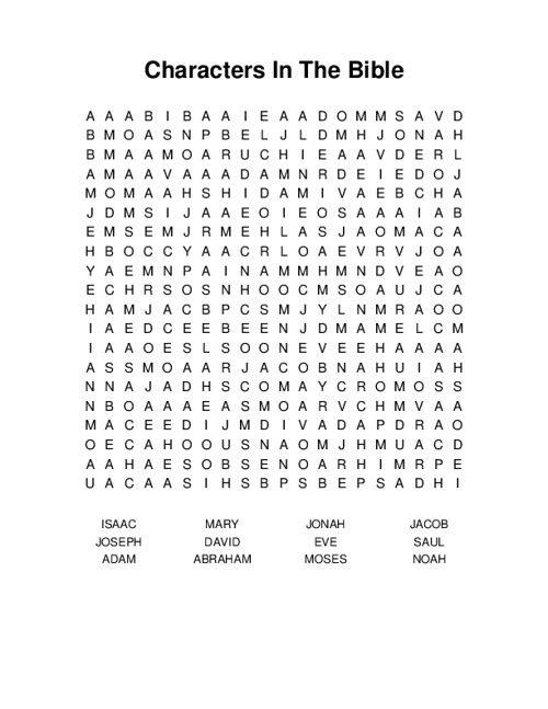 Characters In The Bible Word Search Puzzle