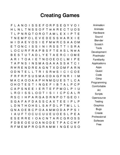 Creating Games Word Search