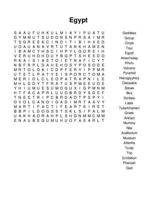 Egypt Word Search Puzzle