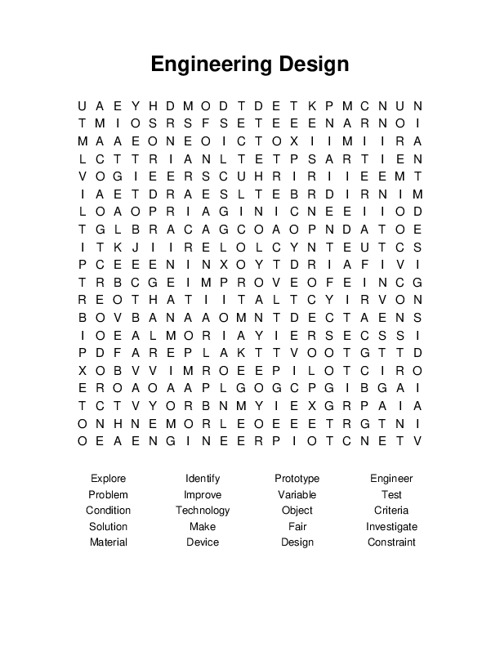 Engineering Design Word Search Puzzle