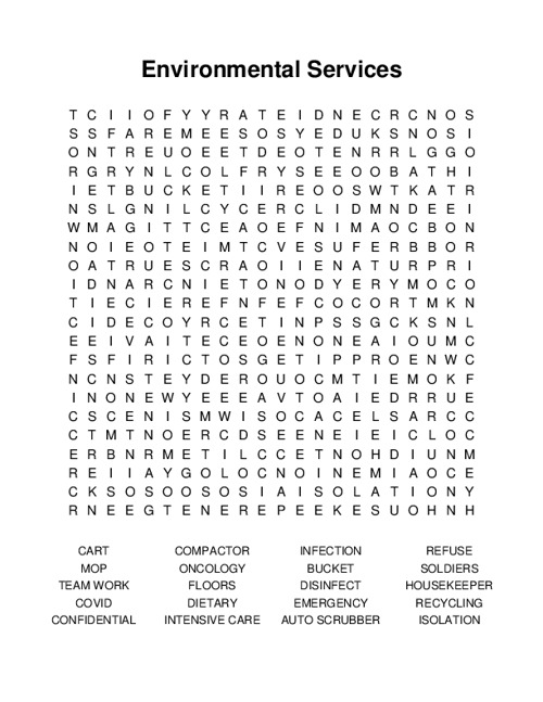 Environmental Services Word Search Puzzle