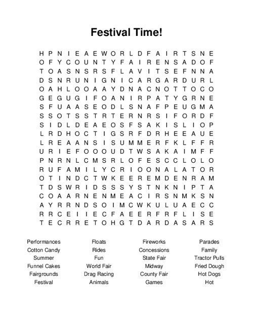 Festival Time! Word Search Puzzle