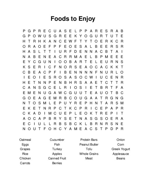 Foods to Enjoy Word Search Puzzle