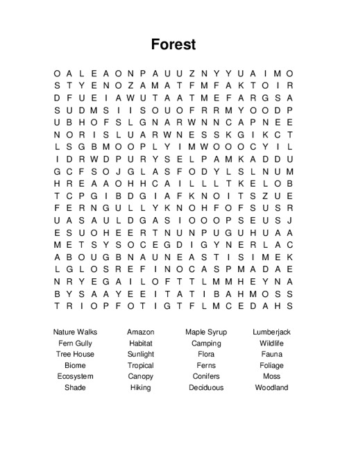 Forest Word Search Puzzle