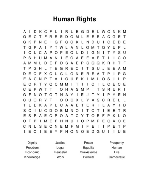 Human Rights Word Search Puzzle