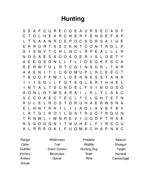 Hunting Word Search Puzzle