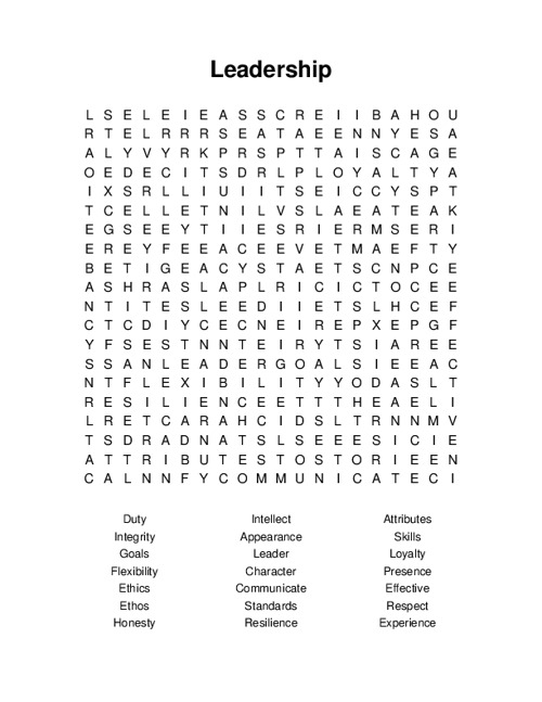 Leadership Word Search Puzzle