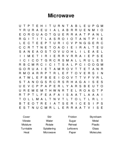 Microwave Word Search Puzzle