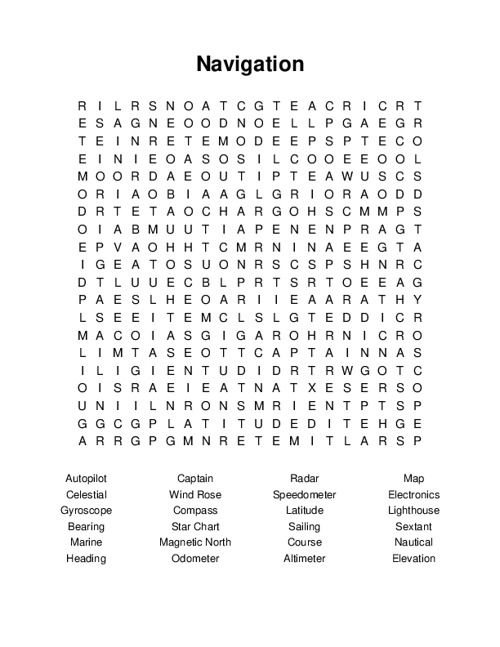 Navigation Word Search Puzzle