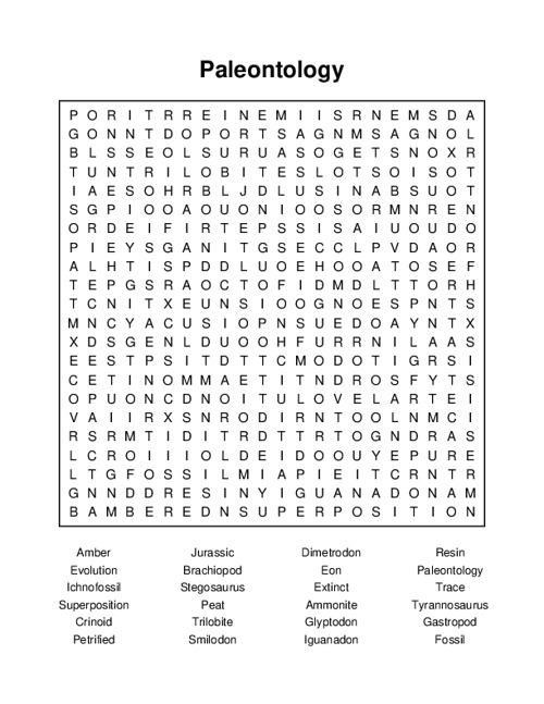 Paleontology Word Search Puzzle