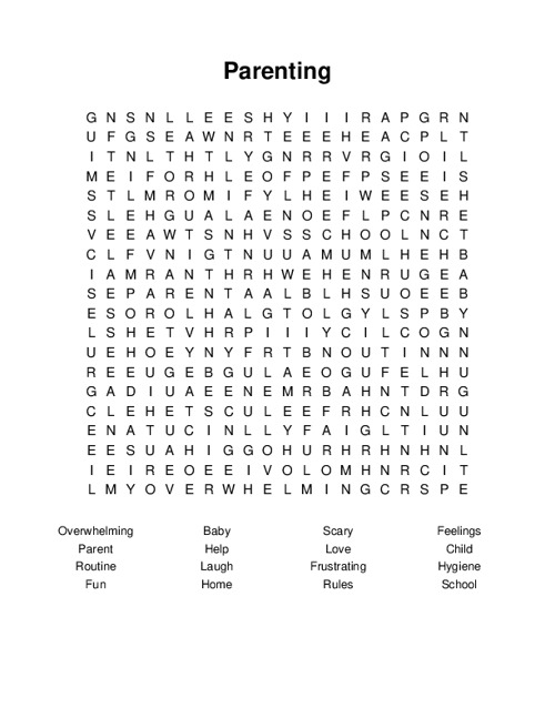 Parenting Word Search Puzzle