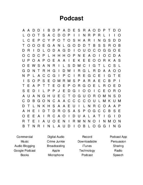 Podcast Word Search Puzzle
