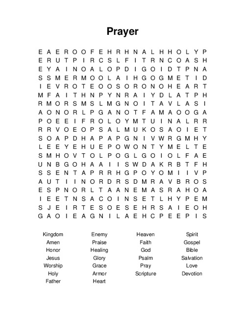 Prayer Word Search Puzzle
