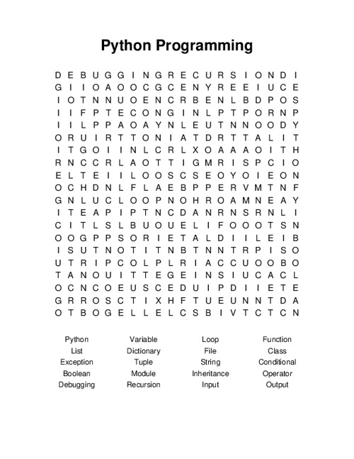 Python Programming Word Search Puzzle