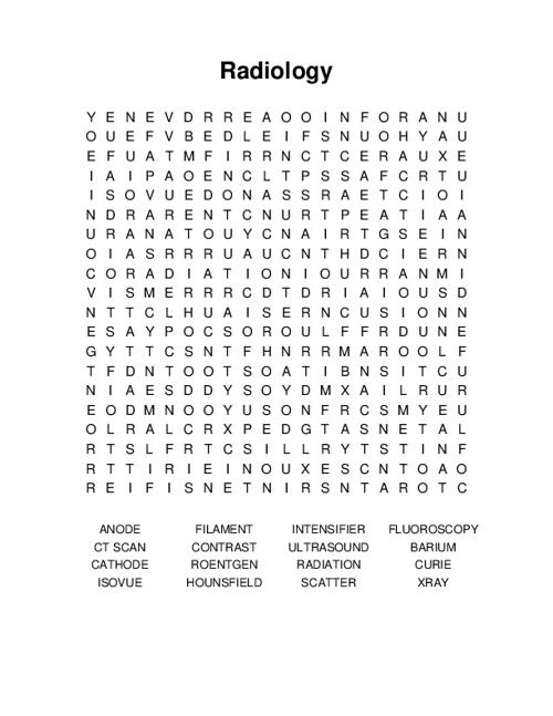 Radiology Word Search Puzzle