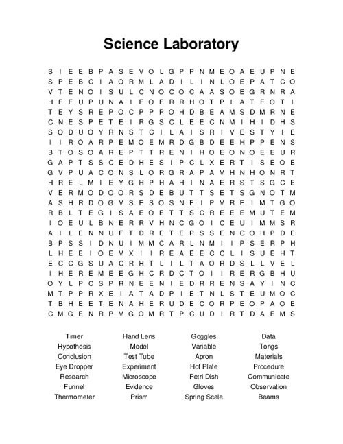 Science Laboratory Word Search Puzzle