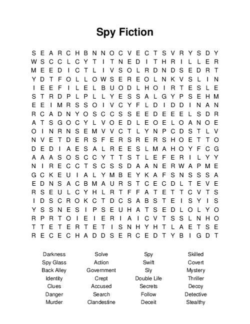 Spy Fiction Word Search Puzzle