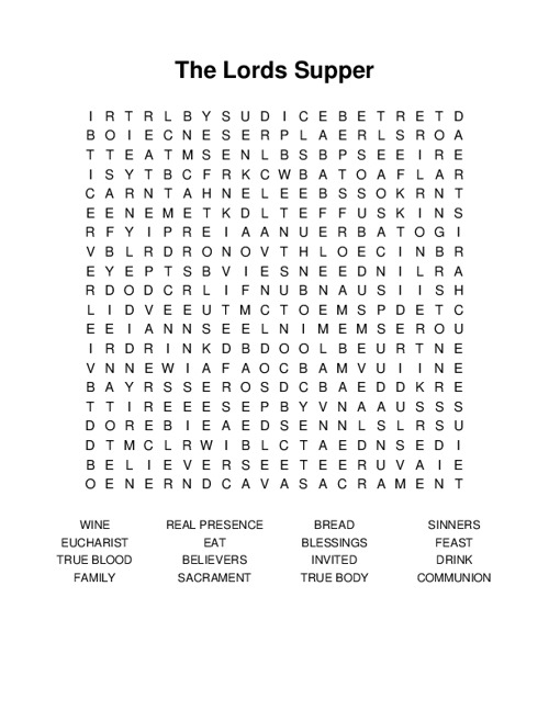 The Lords Supper Word Search Puzzle