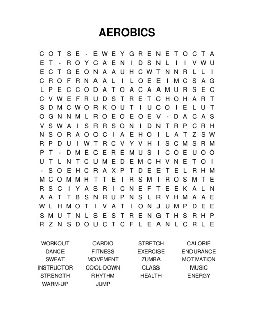 AEROBICS Word Search Puzzle
