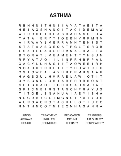 ASTHMA Word Search Puzzle