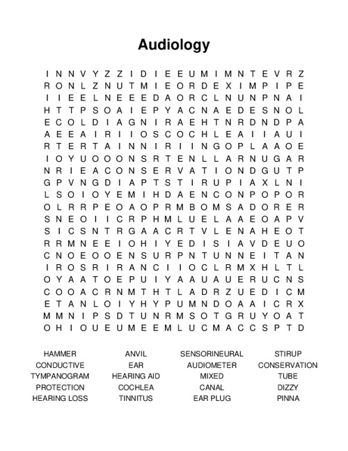 Audiology Word Search Puzzle