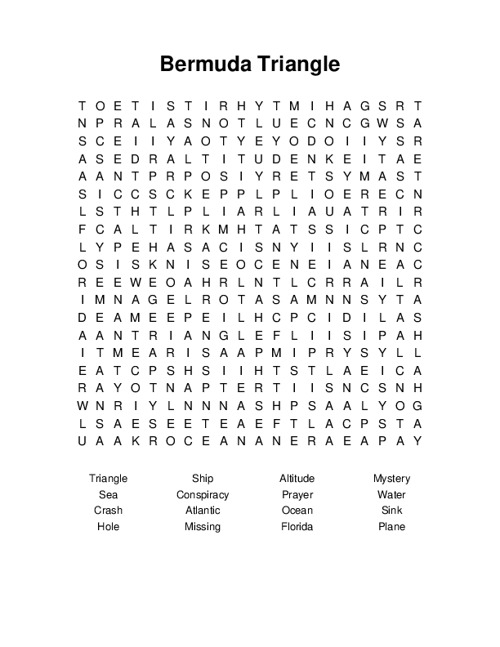 Bermuda Triangle Word Search Puzzle