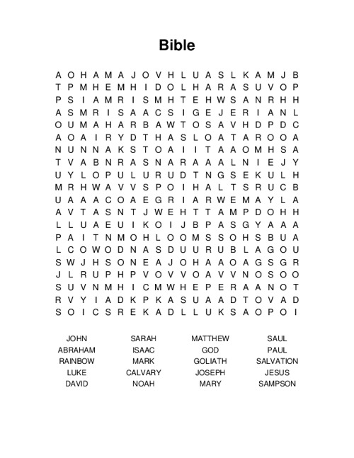 Bible Word Search Puzzle