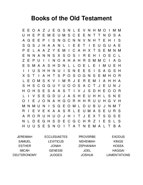 Books of the Old Testament Word Search Puzzle