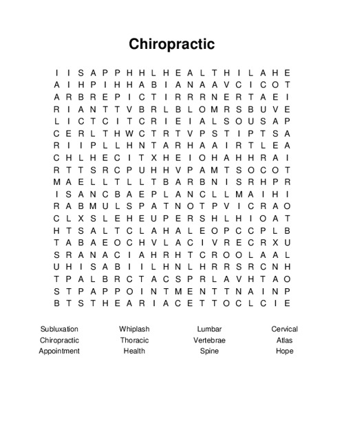 Chiropractic Word Search Puzzle
