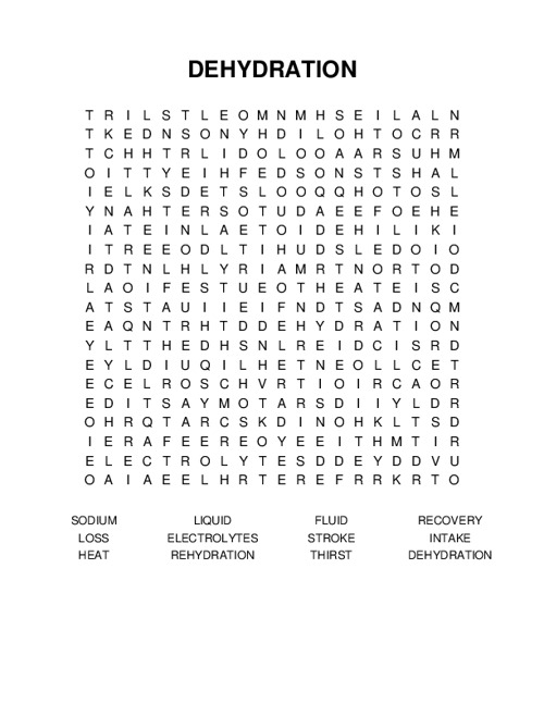 DEHYDRATION Word Search Puzzle