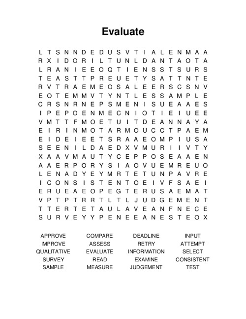 Evaluate Word Search Puzzle
