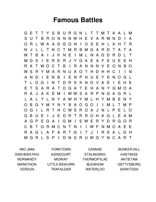 Famous Battles Word Search